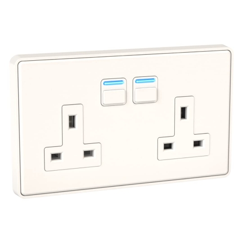 Smart Socket, 3000W, Works with Alexa, Google Assistant, HomeKit. iOS & Android Compatible, 3 W, 13 V, 2 Gang